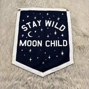 NWOT Three Potato Four Stay Wild Moon Child Pennant Flag Stars Wall Art Felt